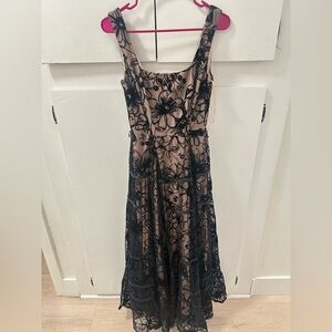 Taylor Black and Cream Lace Dress